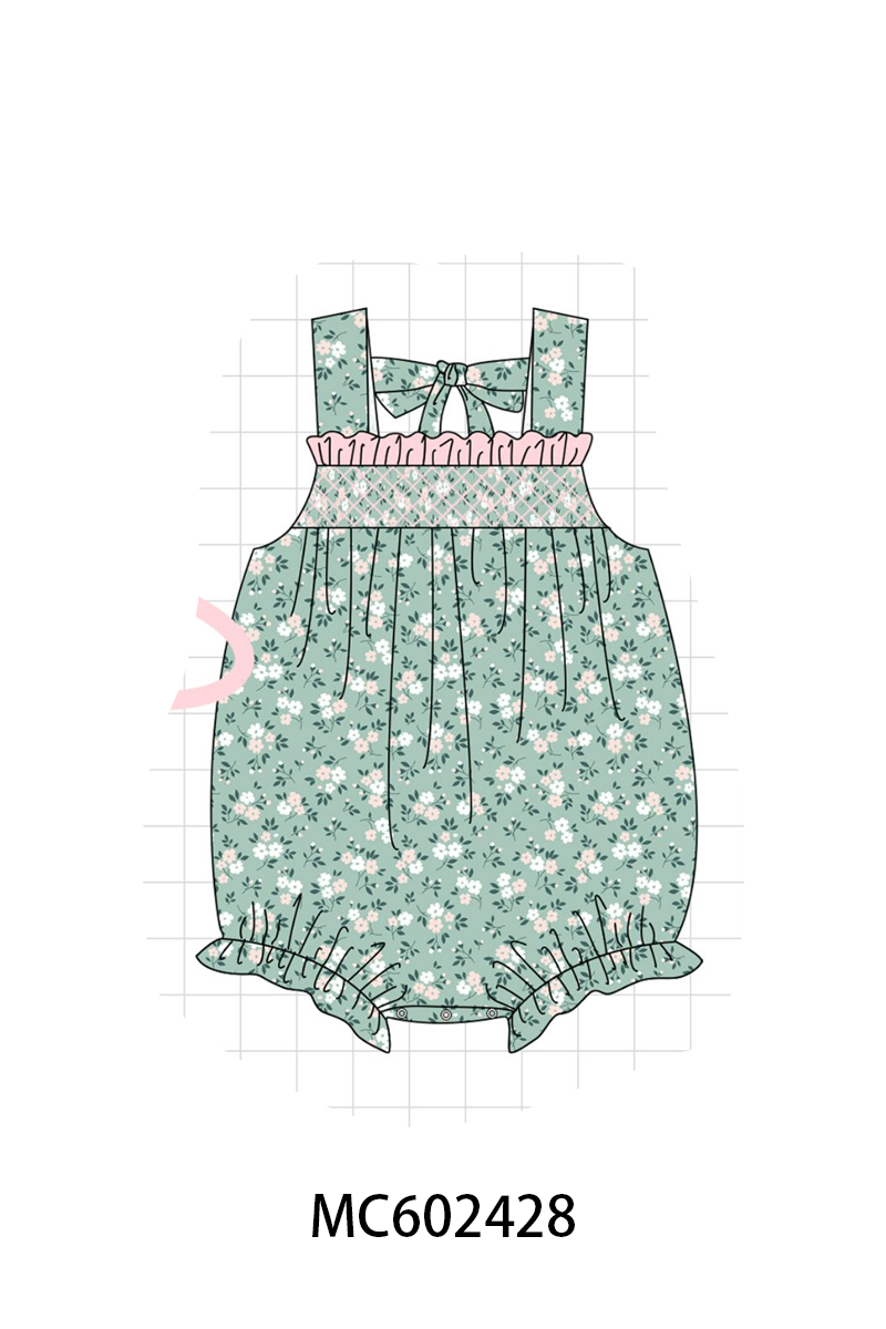 PO82 Green floral ruffle smocked collection - closing 3/2 - ETA July