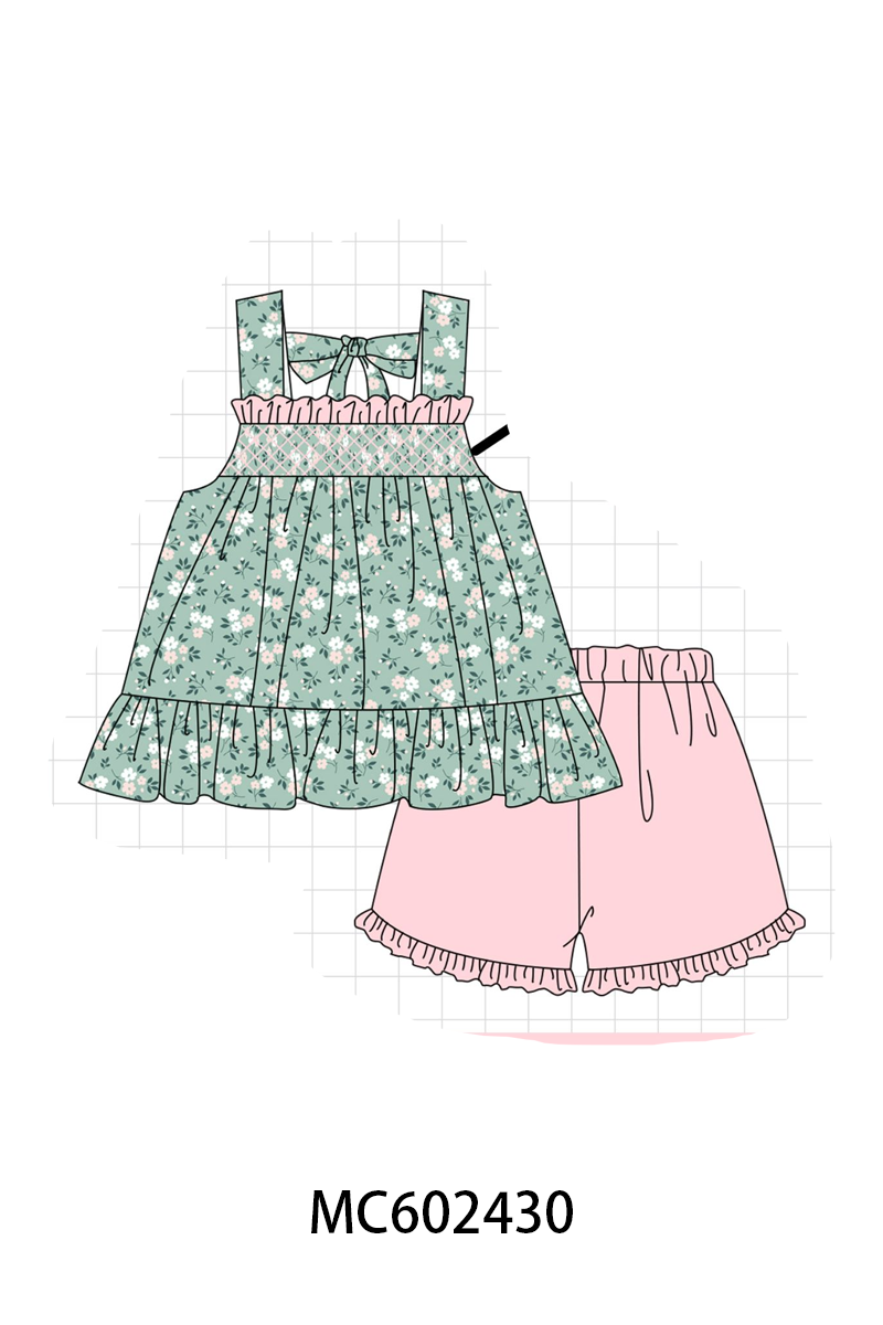 PO82 Green floral ruffle smocked collection - closing 3/2 - ETA July