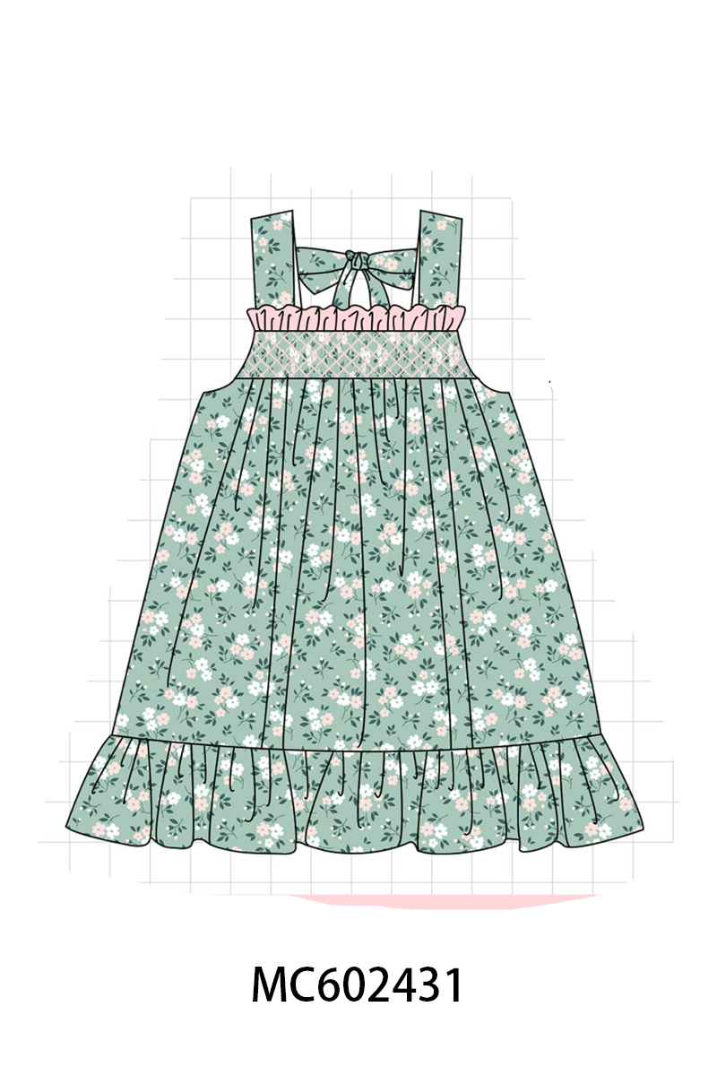PO82 Green floral ruffle smocked collection - closing 3/2 - ETA July