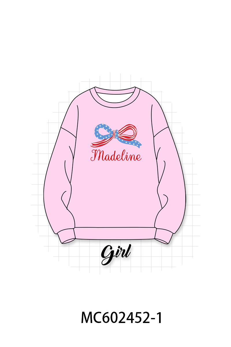 PO82 Pink&blue patriotic bow monogram embroidery collection - closing 3/2 - ETA July