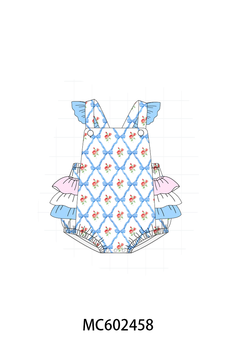 PO82 Blue bow rose print ruffle collection - closing 3/2 - ETA July