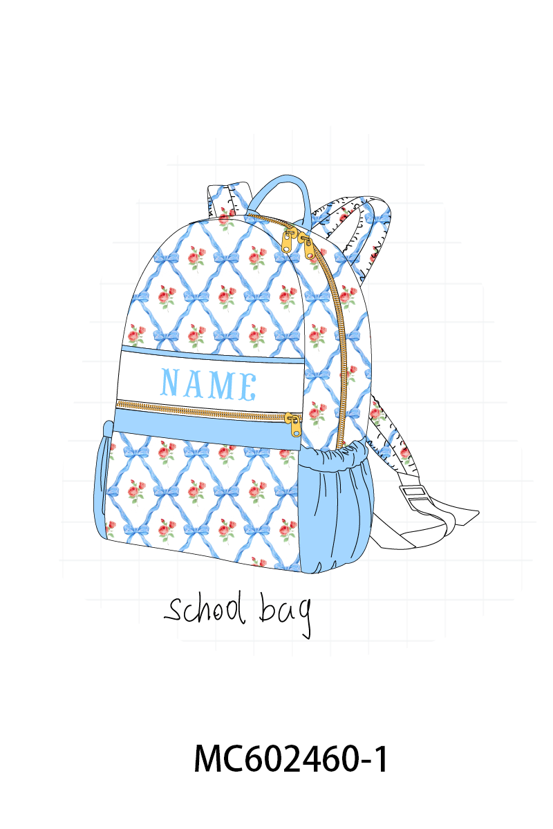 PO82 Blue bow monogram embroidery backpack - closing 3/2 - ETA July