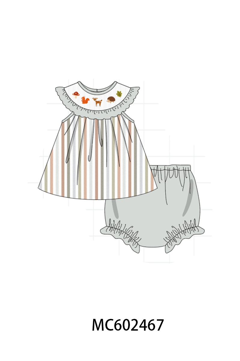 PO82 Grey keep wild animal embroidery stripe collection - closing 3/2 - ETA July