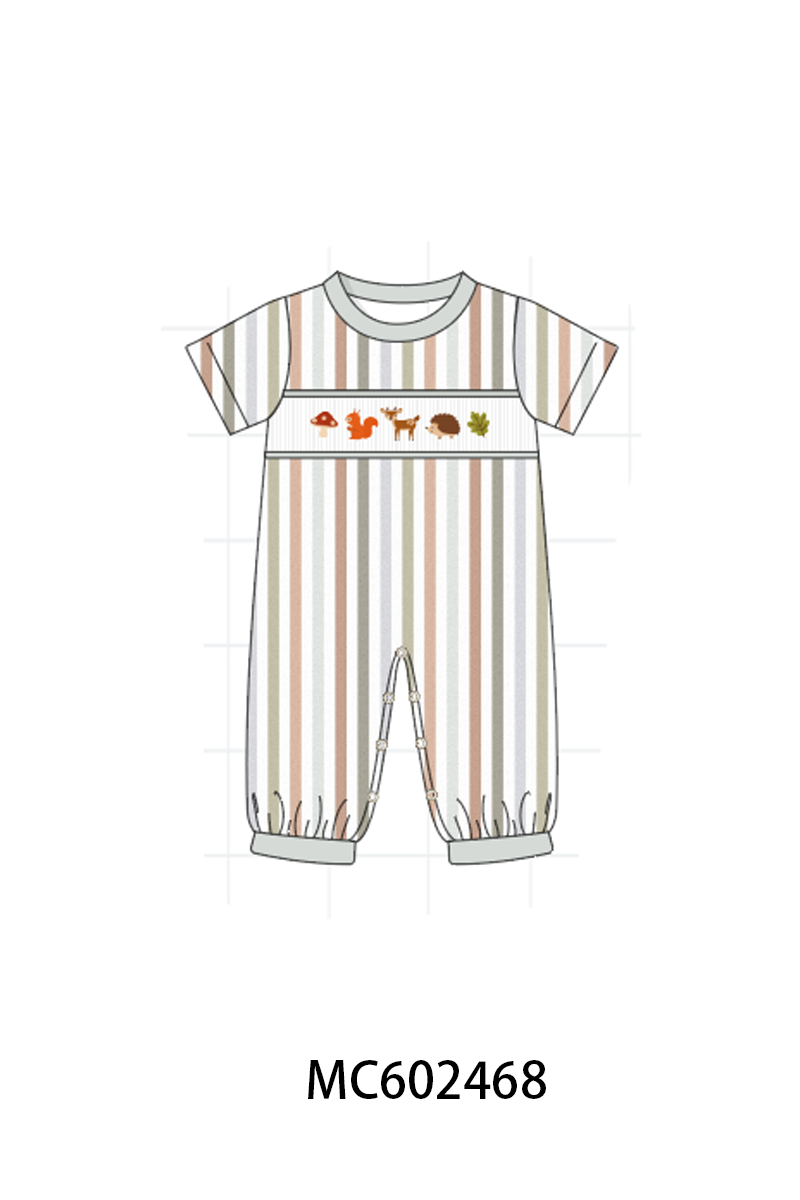 PO82 Grey keep wild animal embroidery stripe collection - closing 3/2 - ETA July