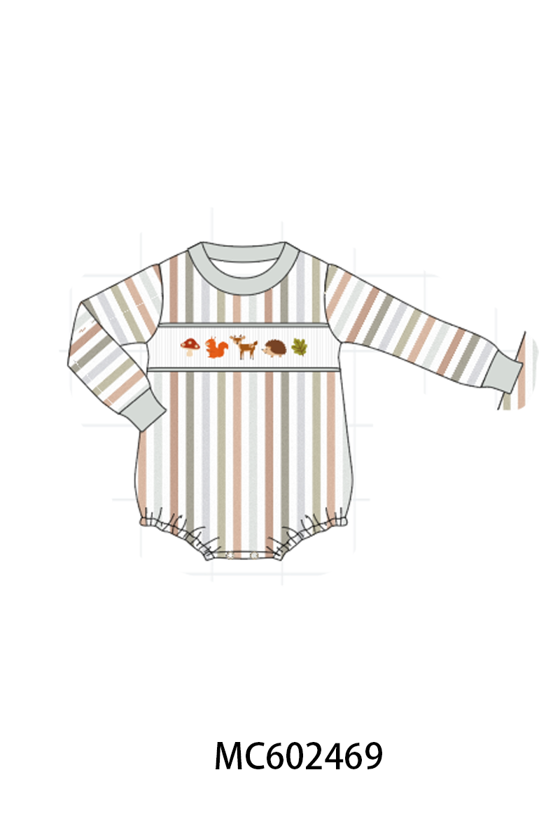PO82 Grey keep wild animal embroidery stripe collection - closing 3/2 - ETA July