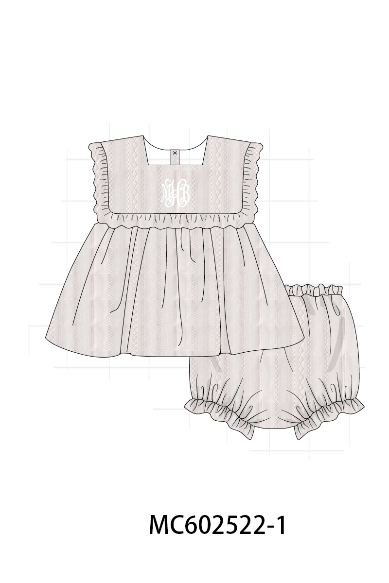 PO82 Grey jacquard ruffle monogram collection - closing 3/2 - ETA July