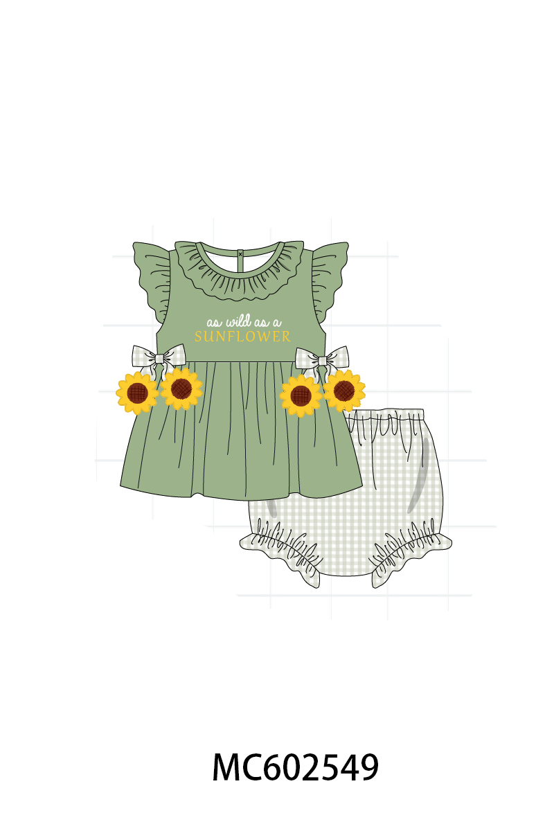 PO82 Green sunflower applique bow collection - closing 3/2 - ETA July