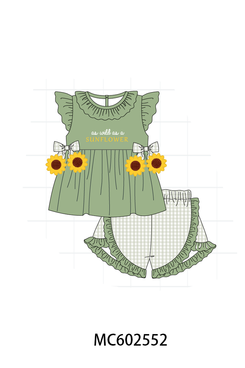 PO82 Green sunflower applique bow collection - closing 3/2 - ETA July