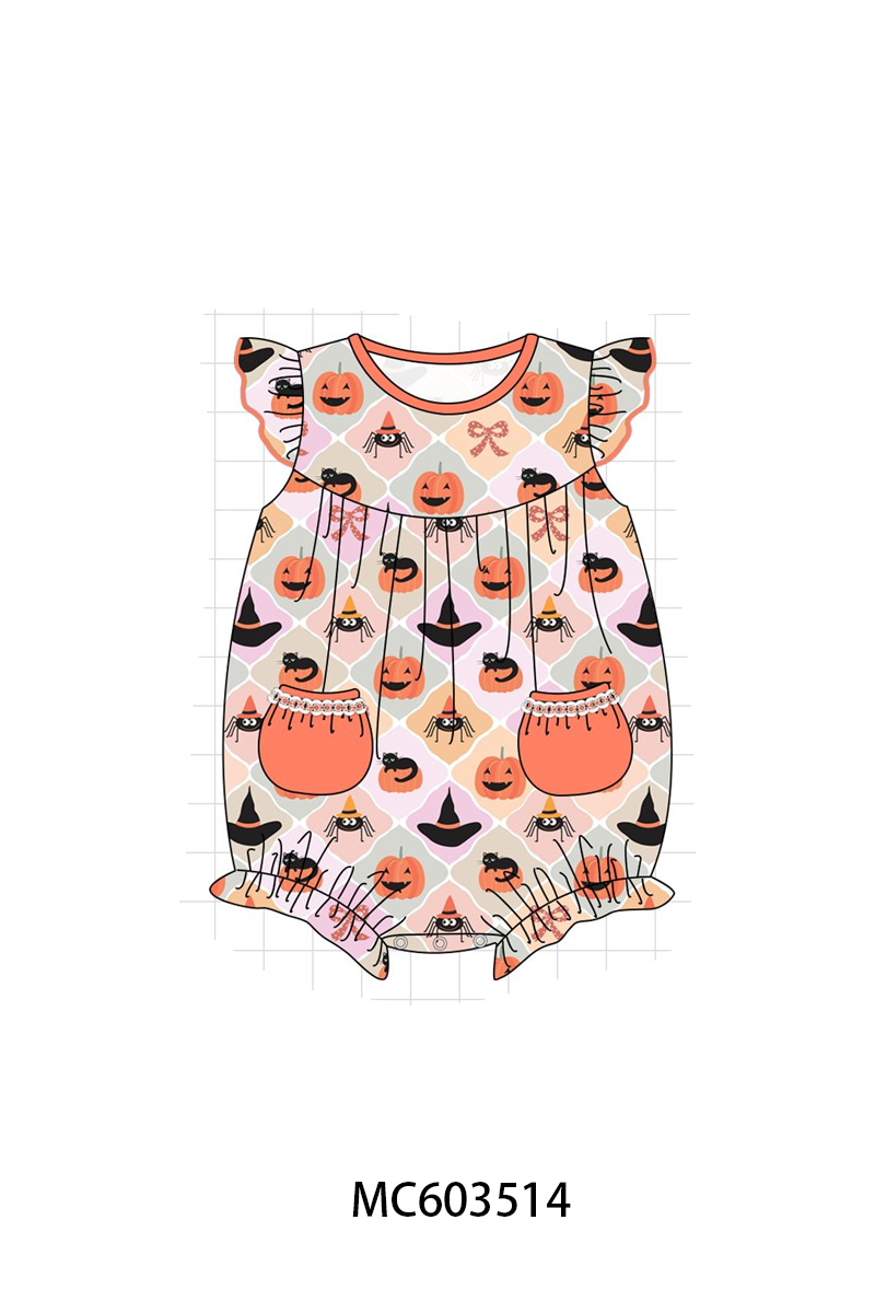 PO85 Halloween pumpkin spider bow ribbon ruffle collection - ETA late august - closing 3/30