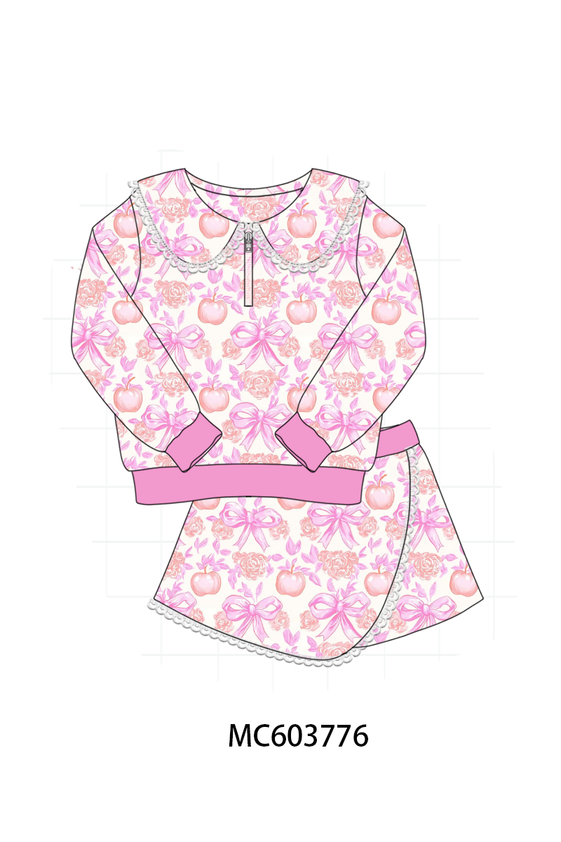 PO85 Pink bow floral print lace skorts set collection - ETA late august - closing 3/30