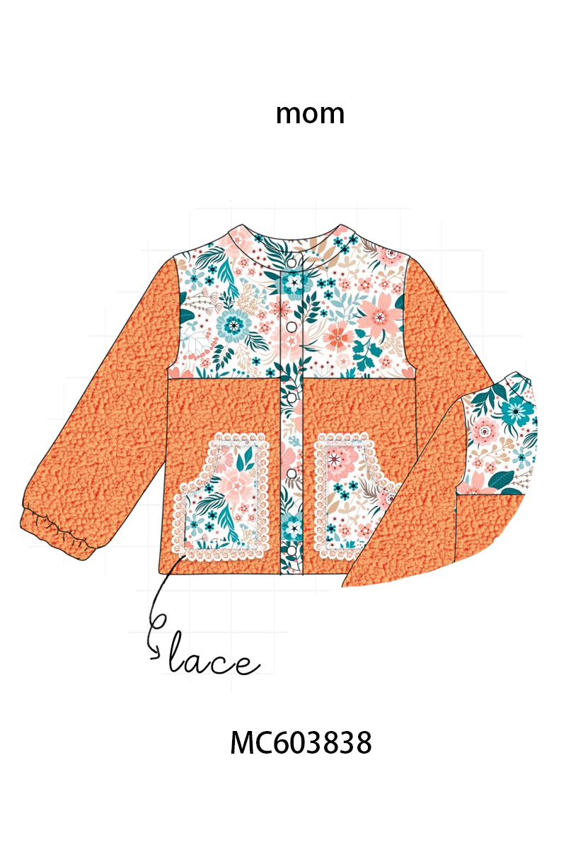 PO85 Multicolored floral print fleece mom&me coat collection - ETA late august - closing 3/30