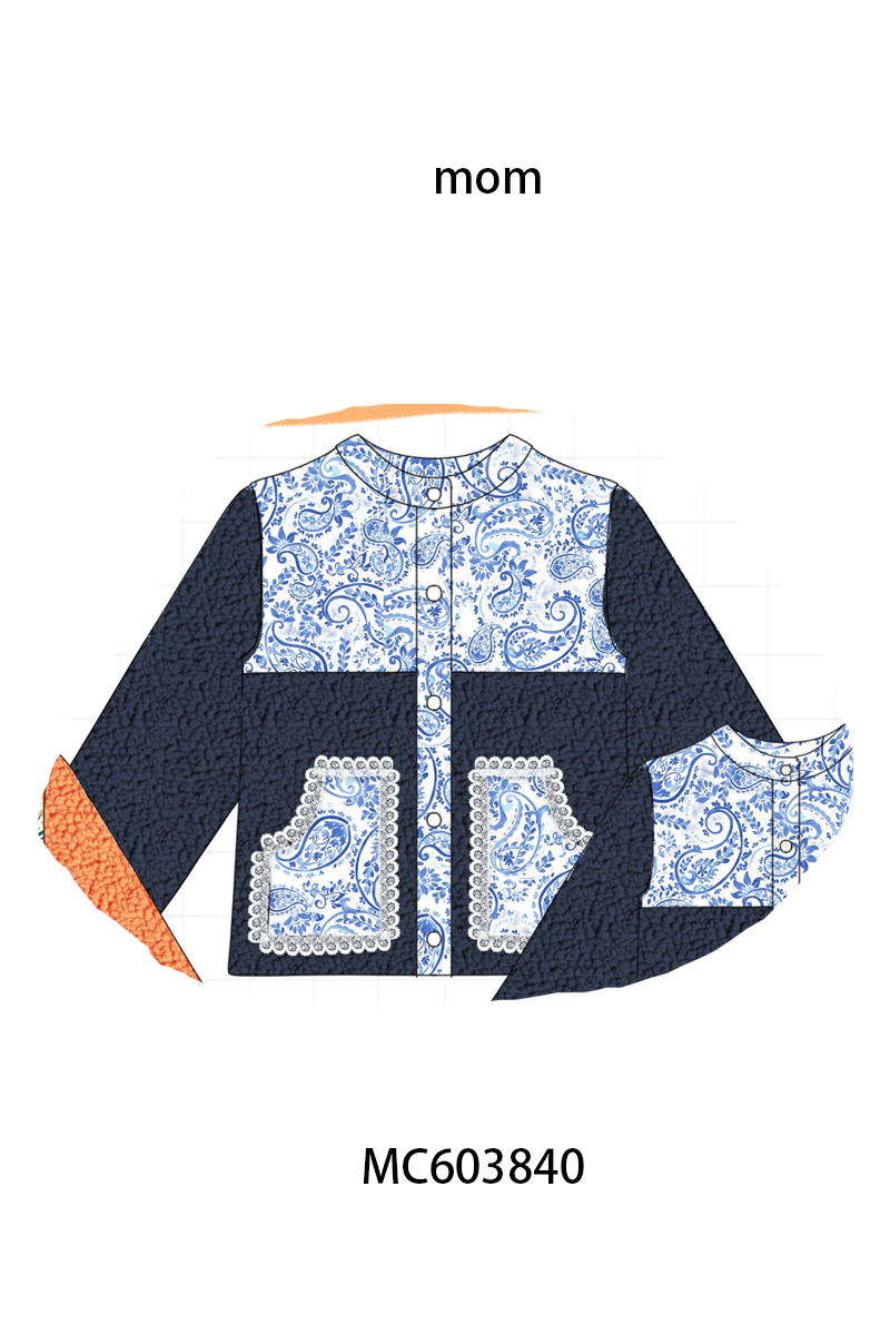 PO85 Multicolored floral print fleece mom&me coat collection - ETA late august - closing 3/30