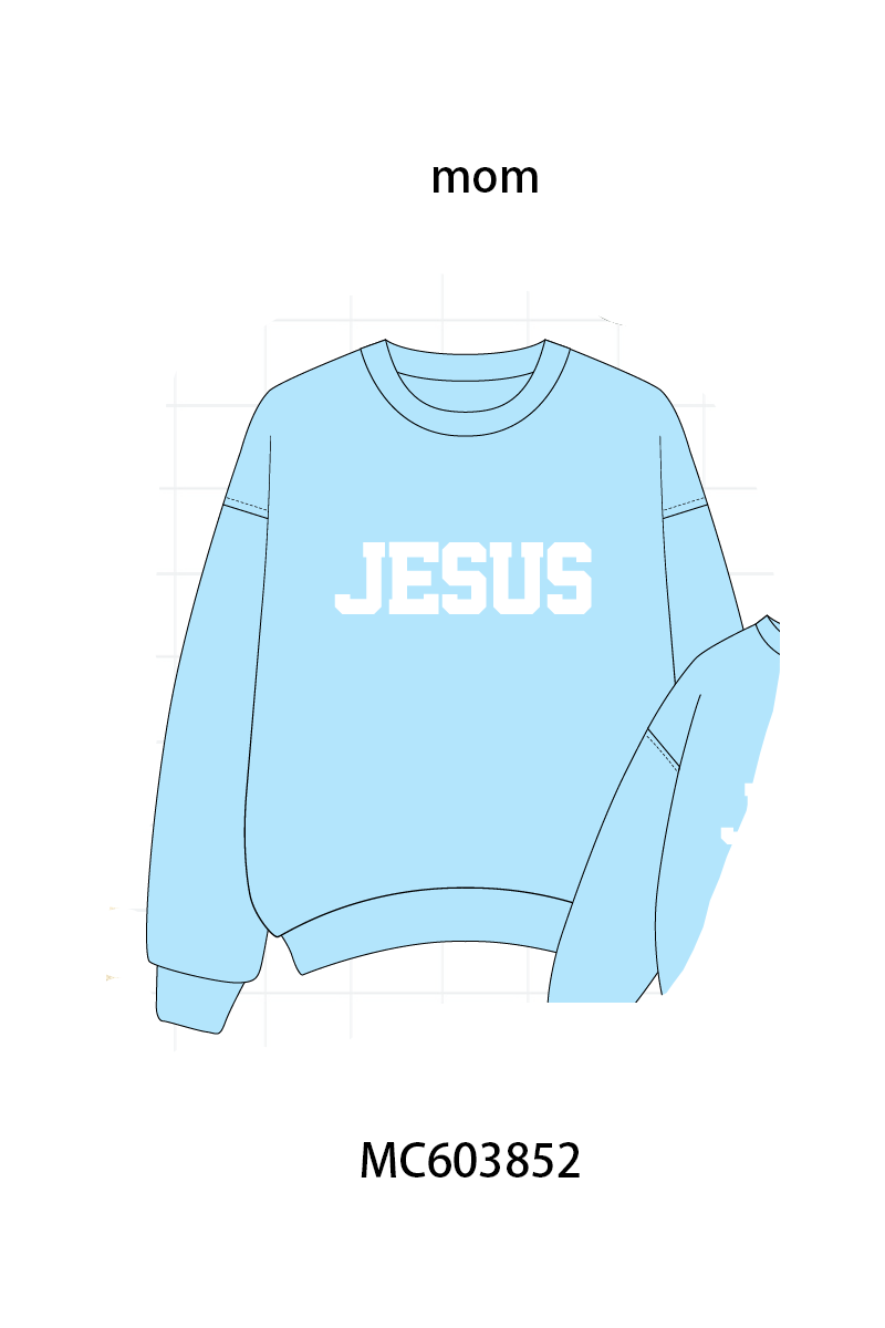 PO85 Multicolored JESUS embroidery mom&me pullover collection - ETA late august - closing 3/30