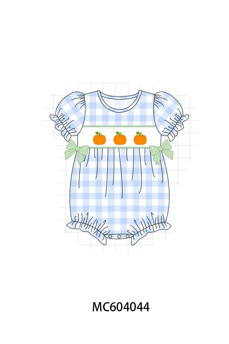 PO86 Blue pumpkin embroidery gingham collection - closing 4/13 - ETA early September