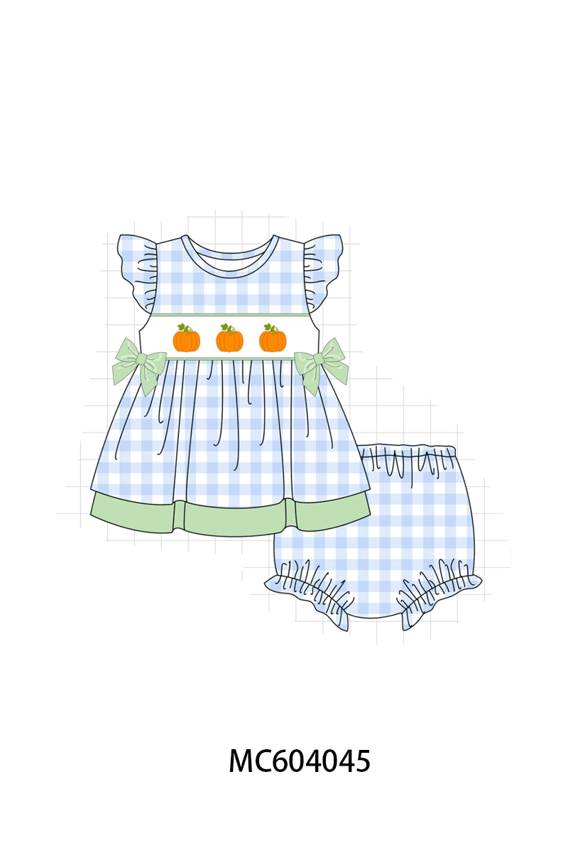 PO86 Blue pumpkin embroidery gingham collection - closing 4/13 - ETA early September