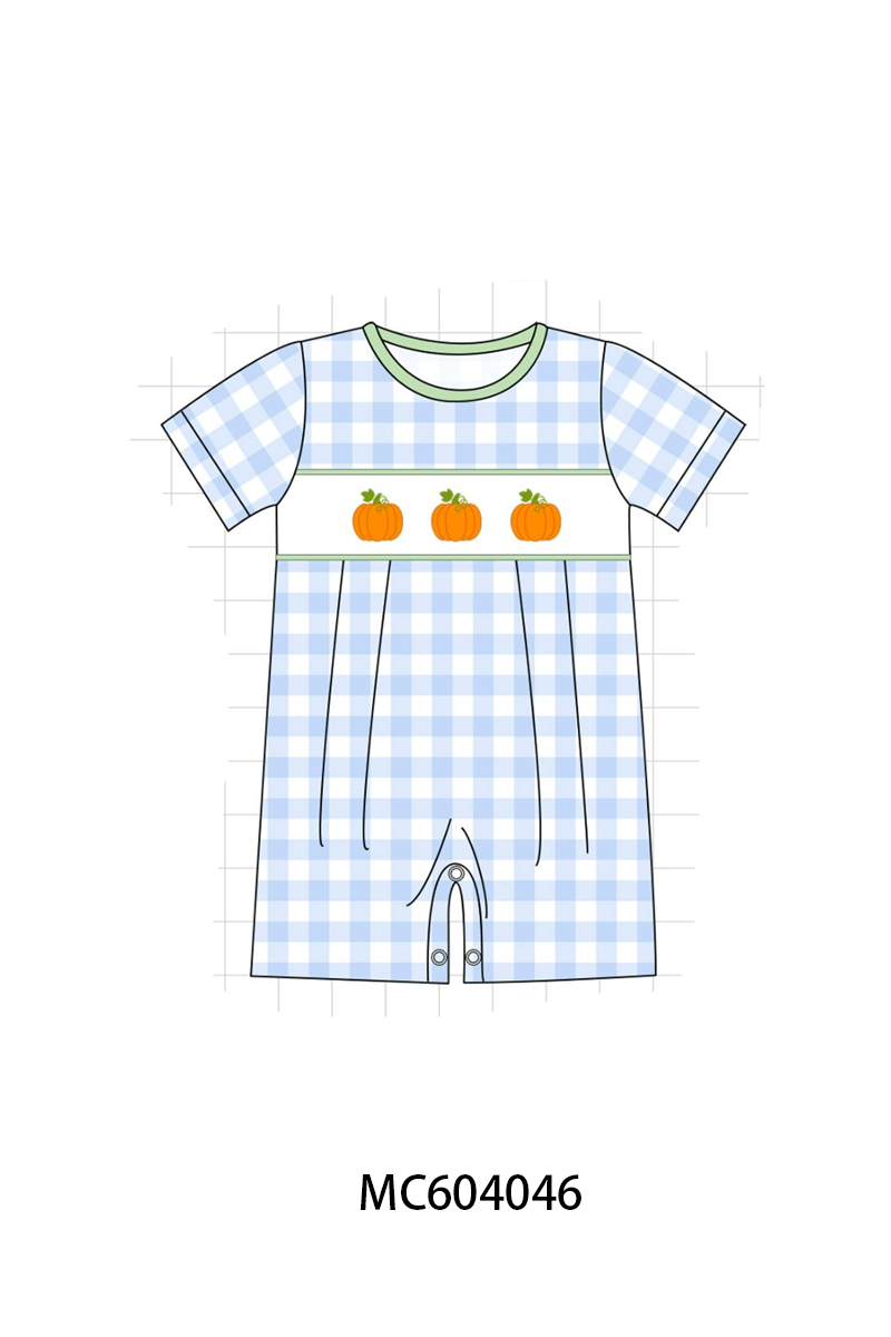 PO86 Blue pumpkin embroidery gingham collection - closing 4/13 - ETA early September