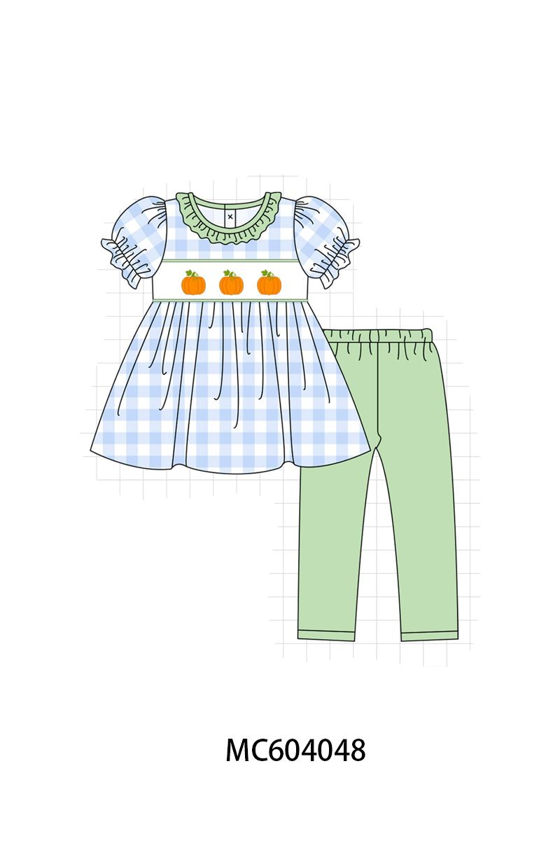 PO86 Blue pumpkin embroidery gingham collection - closing 4/13 - ETA early September