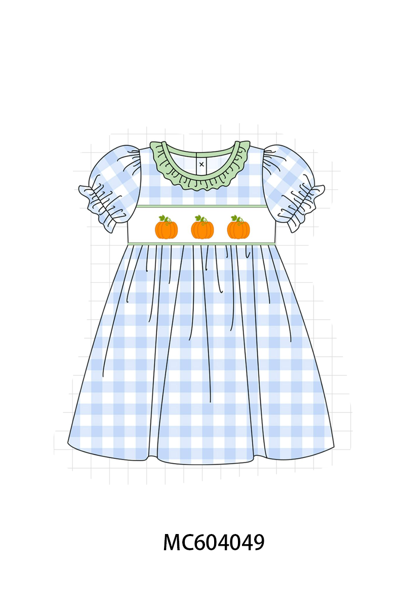 PO86 Blue pumpkin embroidery gingham collection - closing 4/13 - ETA early September