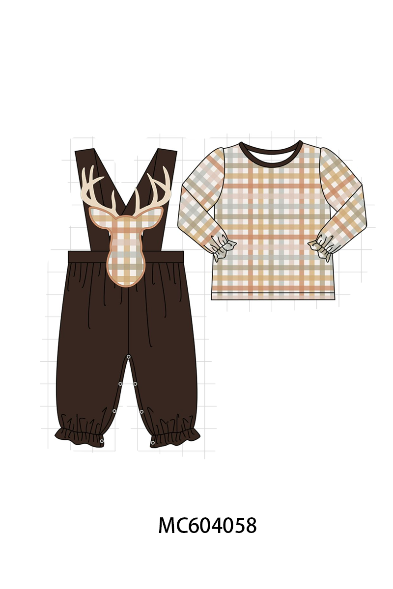 PO86 Brown deer applique gingham collection - closing 4/13 - ETA early September