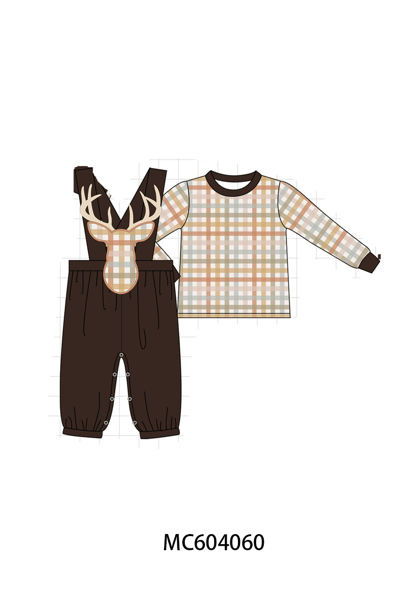PO86 Brown deer applique gingham collection - closing 4/13 - ETA early September