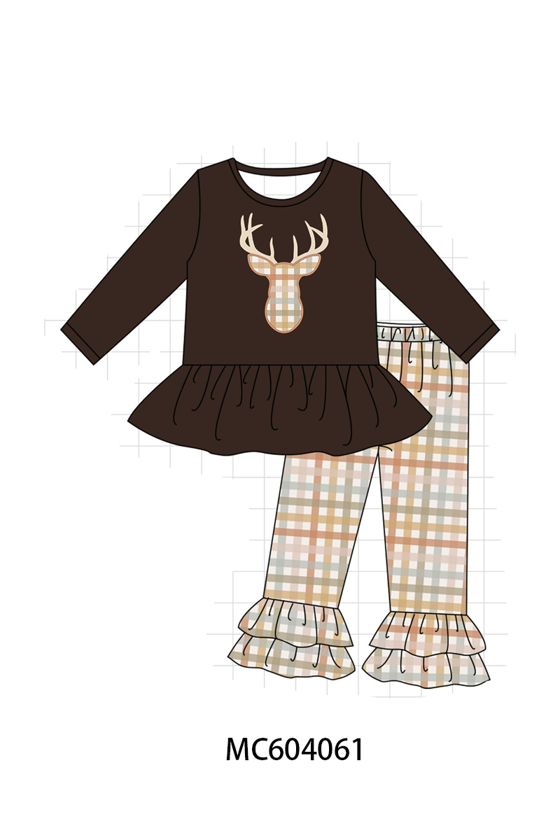 PO86 Brown deer applique gingham collection - closing 4/13 - ETA early September