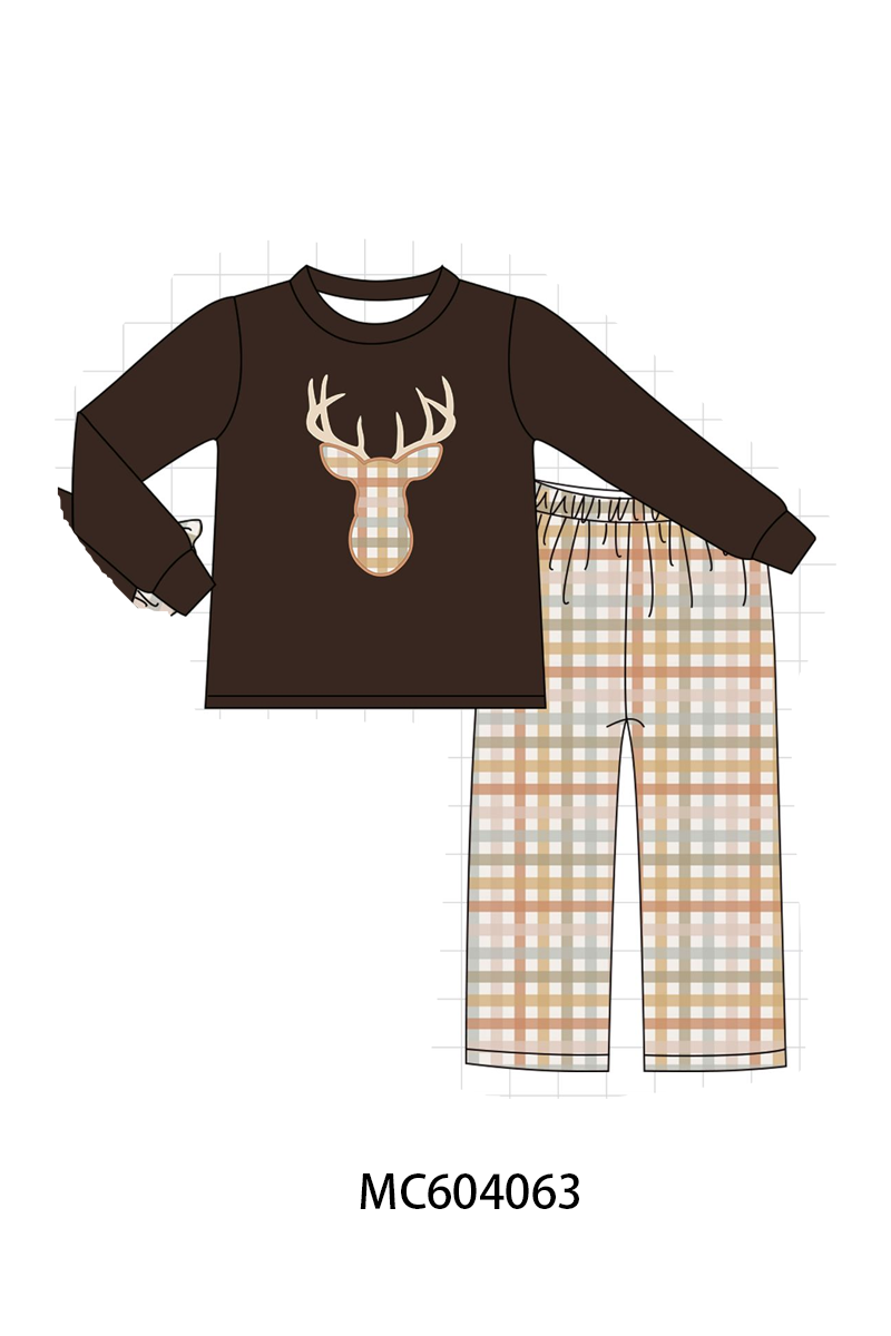PO86 Brown deer applique gingham collection - closing 4/13 - ETA early September