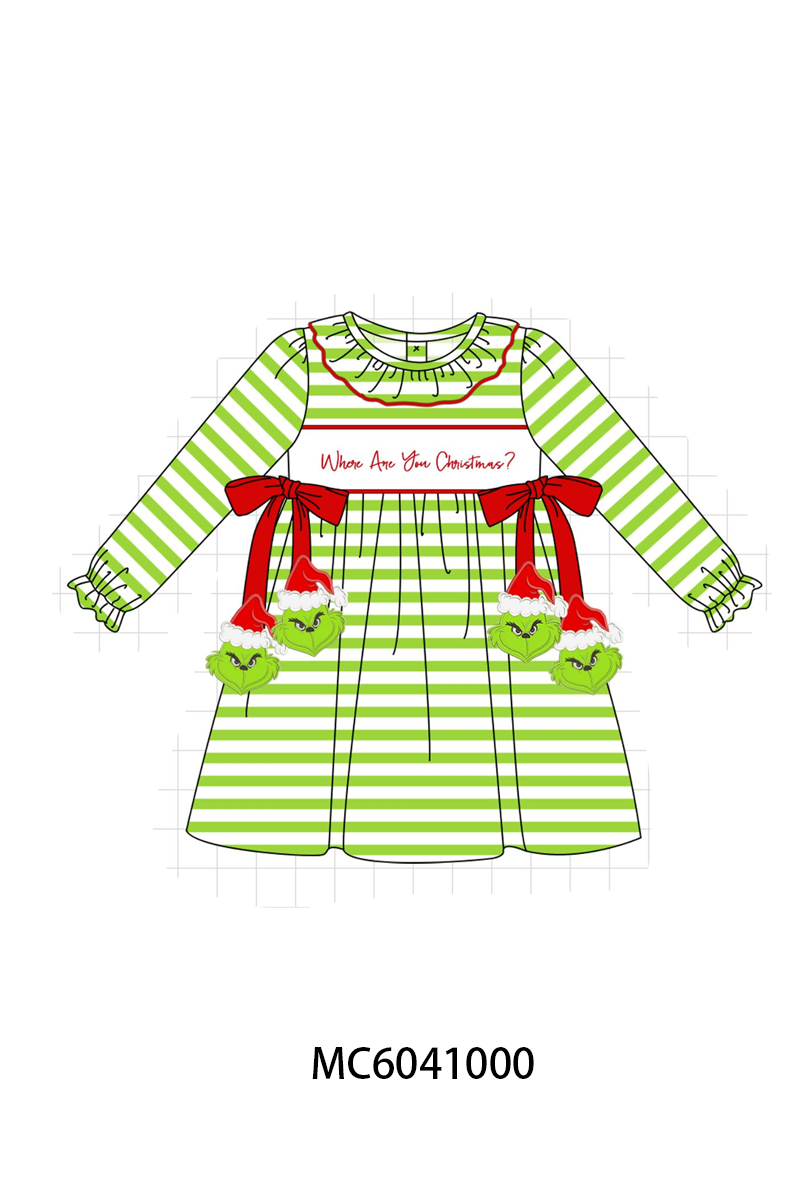 PO90 Green stripe christmas grinch applique collection - closing 5/11 - ETA early October
