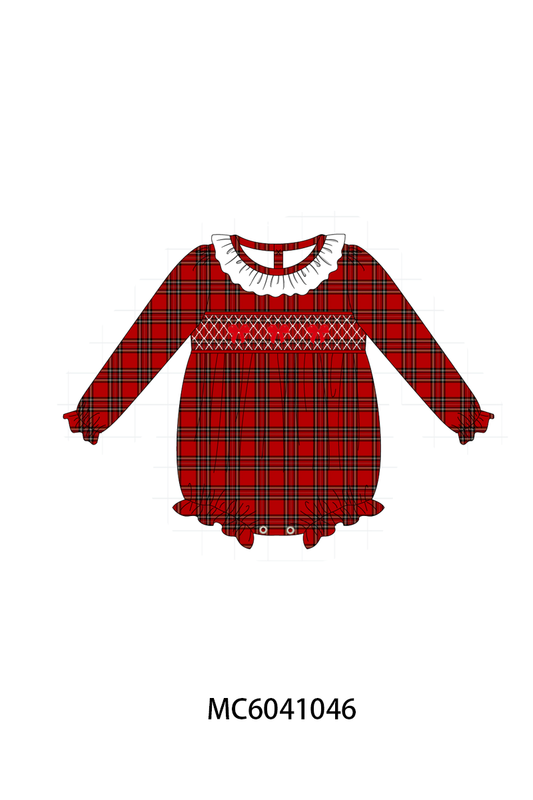 PO90 Red plaid bow smocked ruffle collection - closing 5/11 - ETA early October