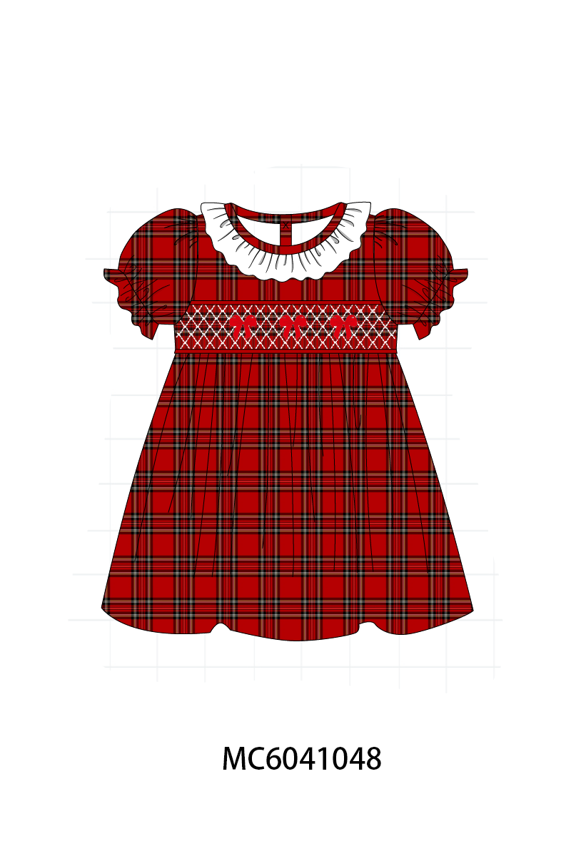 PO90 Red plaid bow smocked ruffle collection - closing 5/11 - ETA early October