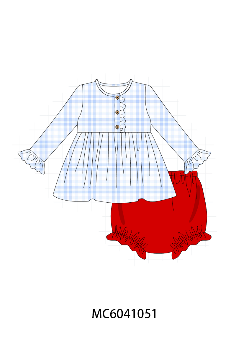 PO90 Blue christmas plaid ruffle collection - closing 5/11 - ETA early October