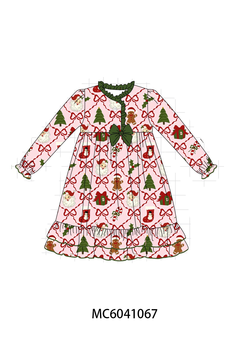 PO90 Pink christmas tree santa gingerbread bow bamboo collection - closing 5/11 - ETA early October