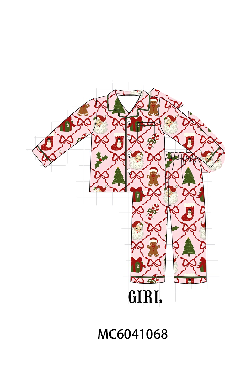 PO90 Pink christmas tree santa gingerbread bow bamboo collection - closing 5/11 - ETA early October