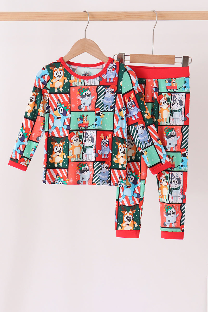 Red christmas bluey bamboo pants set