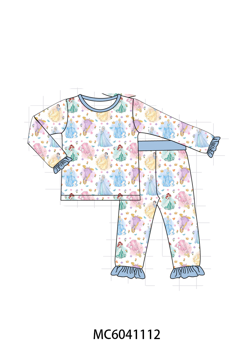 PO90 Blue princess print ruffle bamboo collection - closing 5/11 - ETA early October