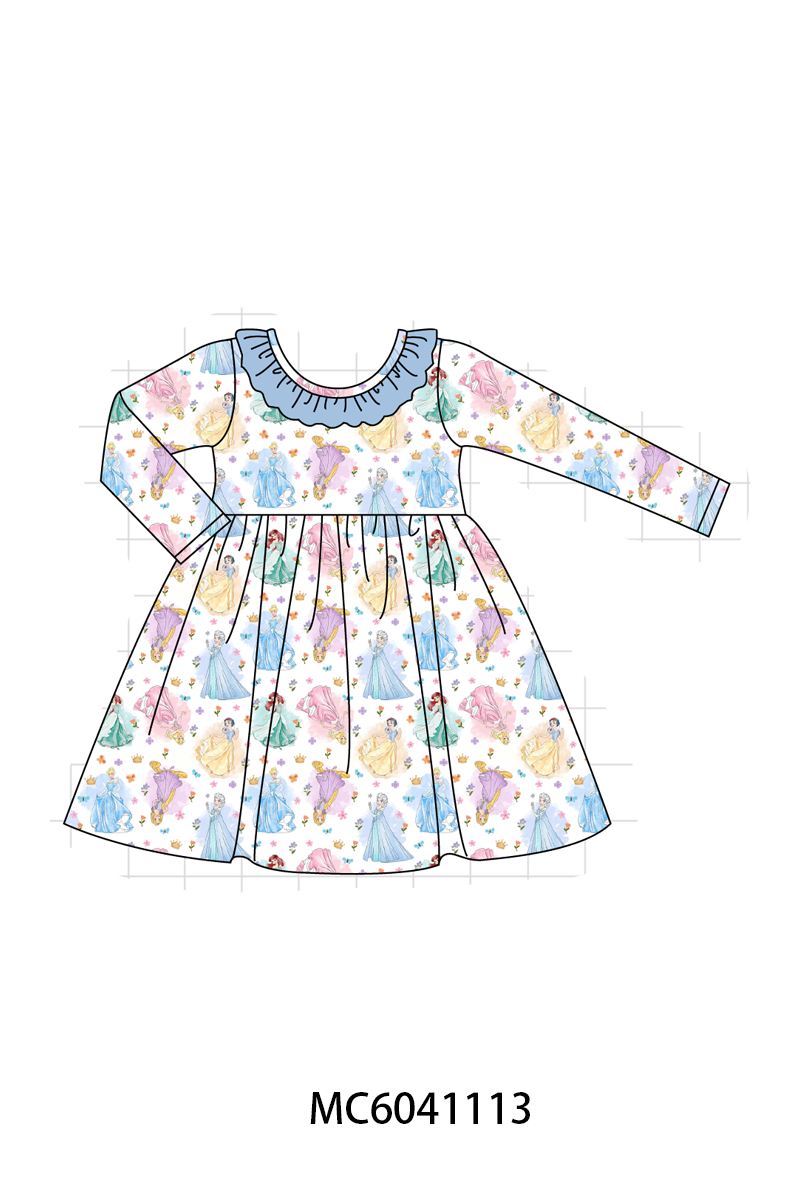 PO90 Blue princess print ruffle bamboo collection - closing 5/11 - ETA early October