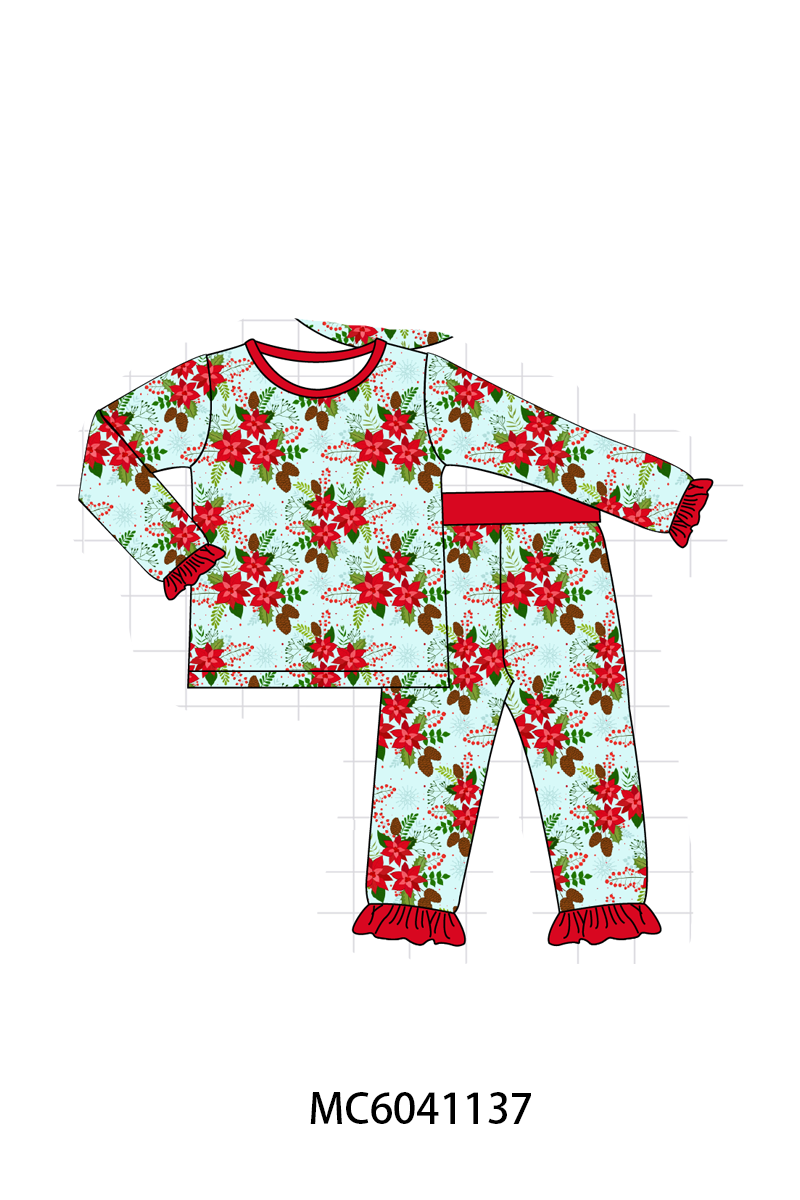PO90 Red floral print ruffle bamboo collection - closing 5/11 - ETA early October
