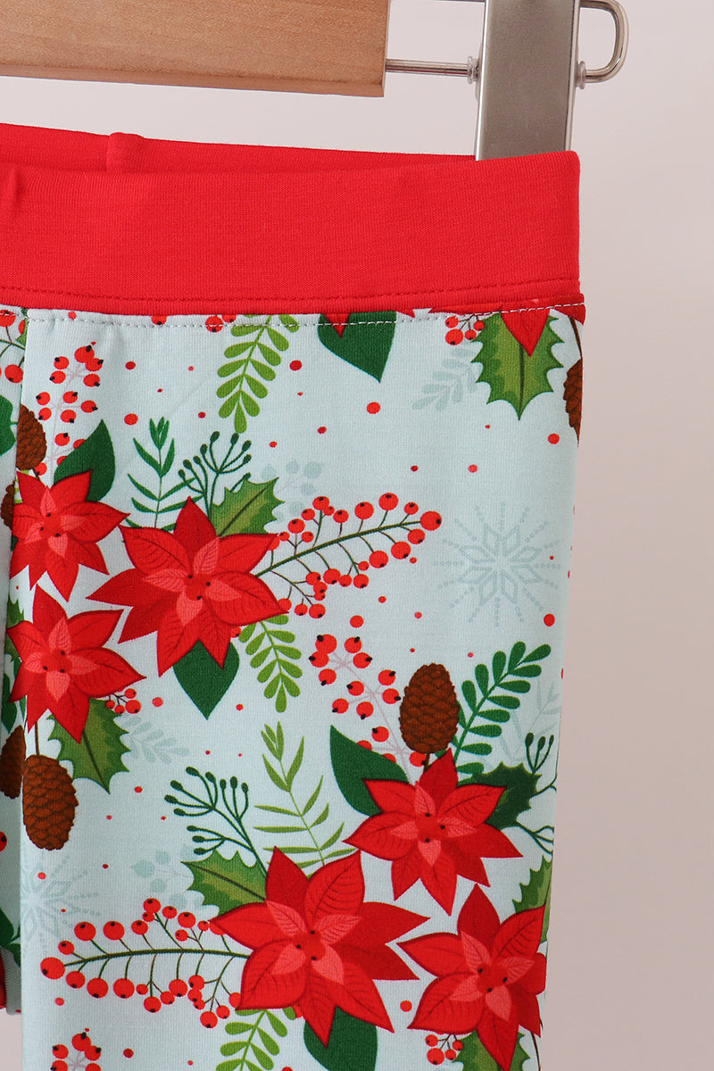 Red Floral Ruffle Bamboo Pajama Set