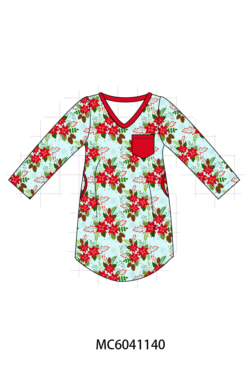 PO90 Red floral print ruffle bamboo collection - closing 5/11 - ETA early October