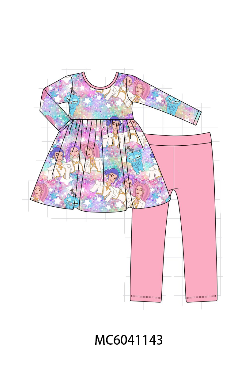 PO90 Pink whimsical princess print bamboo collection - closing 5/11 - ETA early October