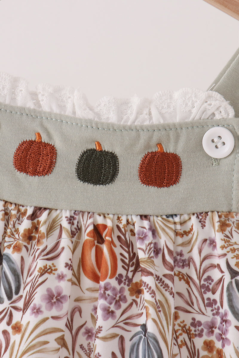 Pumpkin Embroidery Ruffle Bubble