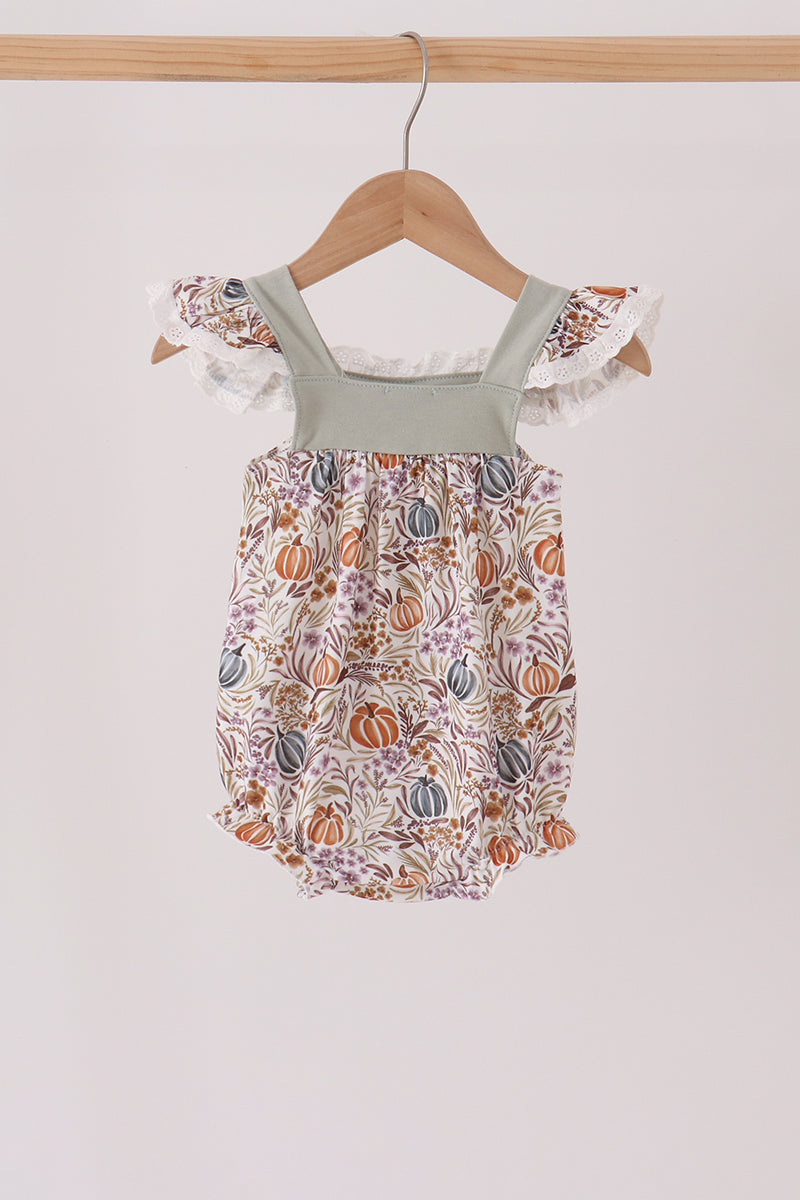 Pumpkin Embroidery Ruffle Bubble