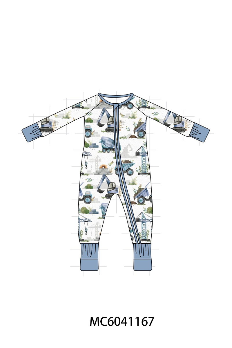 PO90 Blue excavator print bamboo collection - closing 5/11 - ETA early October