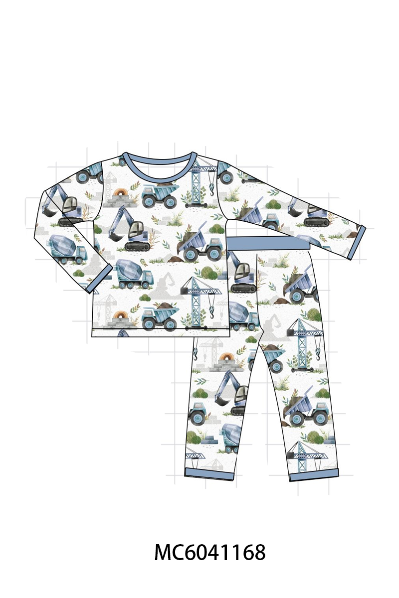 PO90 Blue excavator print bamboo collection - closing 5/11 - ETA early October