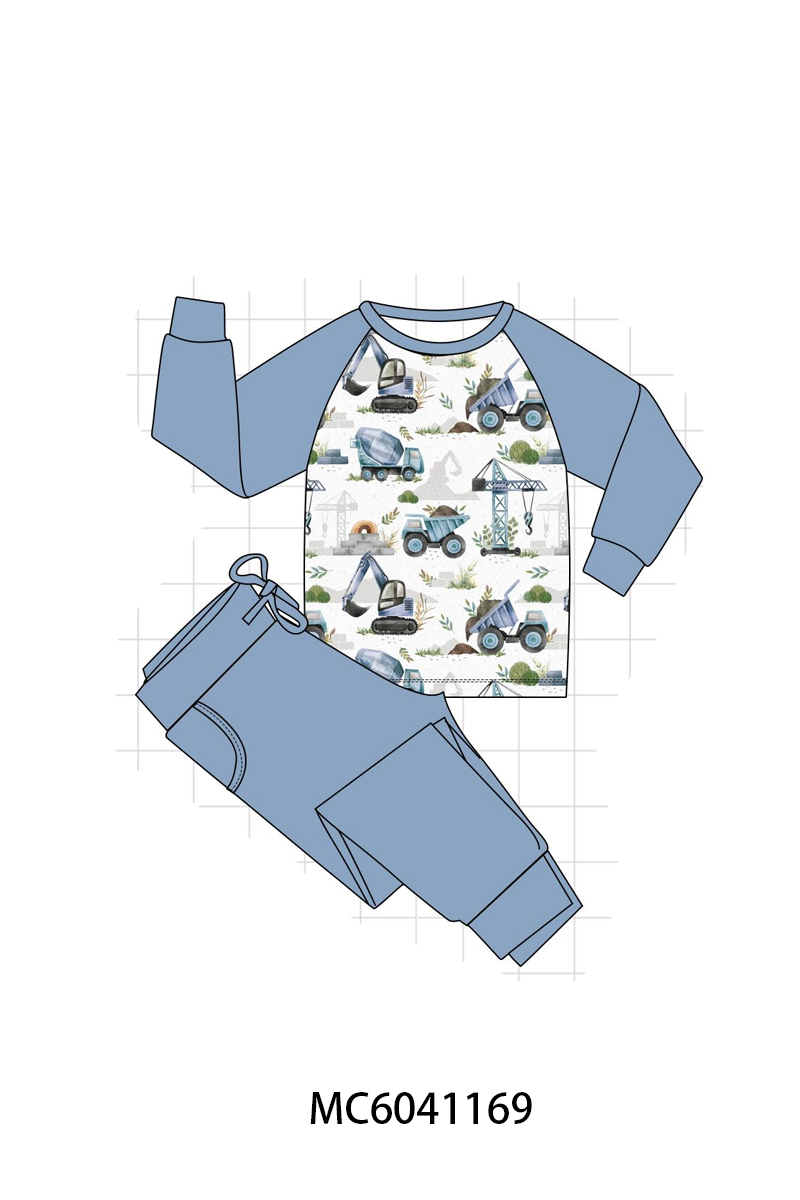 PO90 Blue excavator print bamboo collection - closing 5/11 - ETA early October