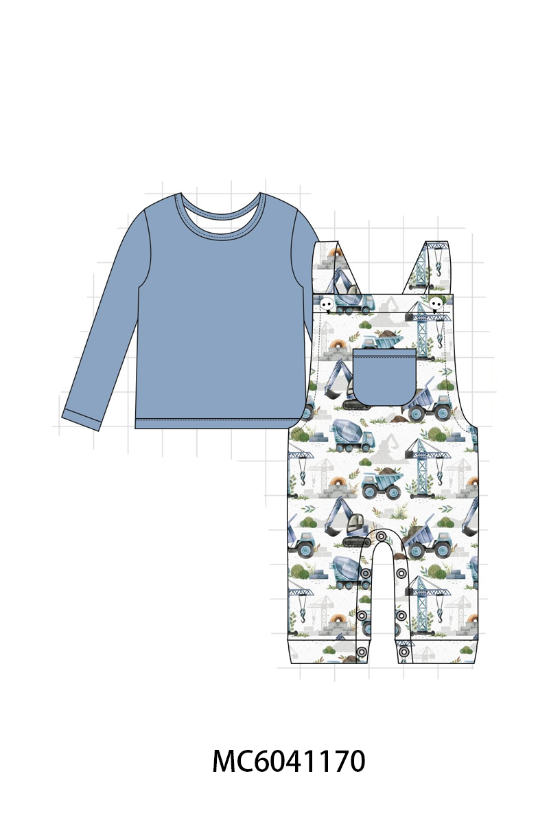 PO90 Blue excavator print bamboo collection - closing 5/11 - ETA early October