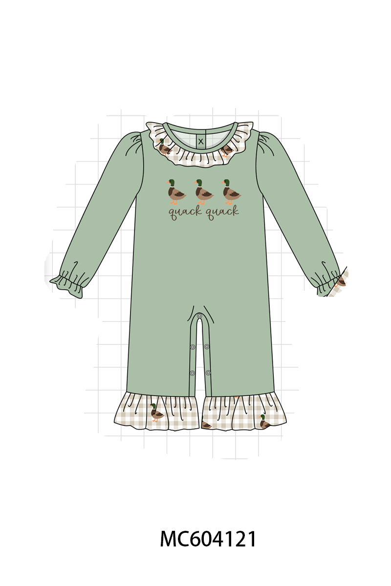 PO86 Green duck quack quack embroidery ruffle collection  - closing 4/13 - ETA early September