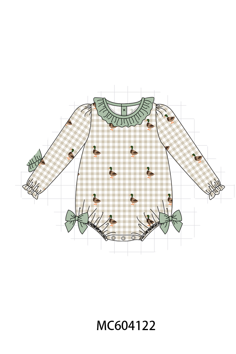 PO86 Green duck quack quack embroidery ruffle collection  - closing 4/13 - ETA early September