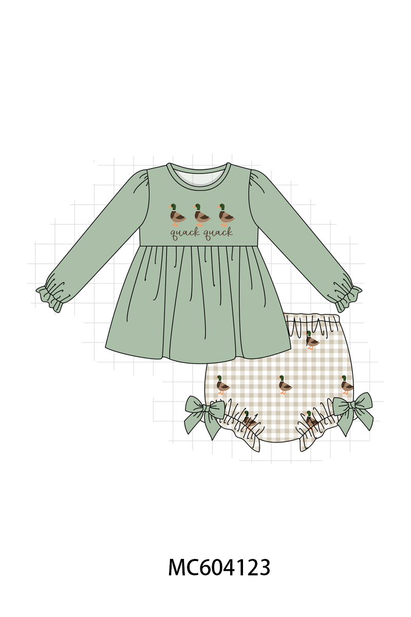 PO86 Green duck quack quack embroidery ruffle collection  - closing 4/13 - ETA early September