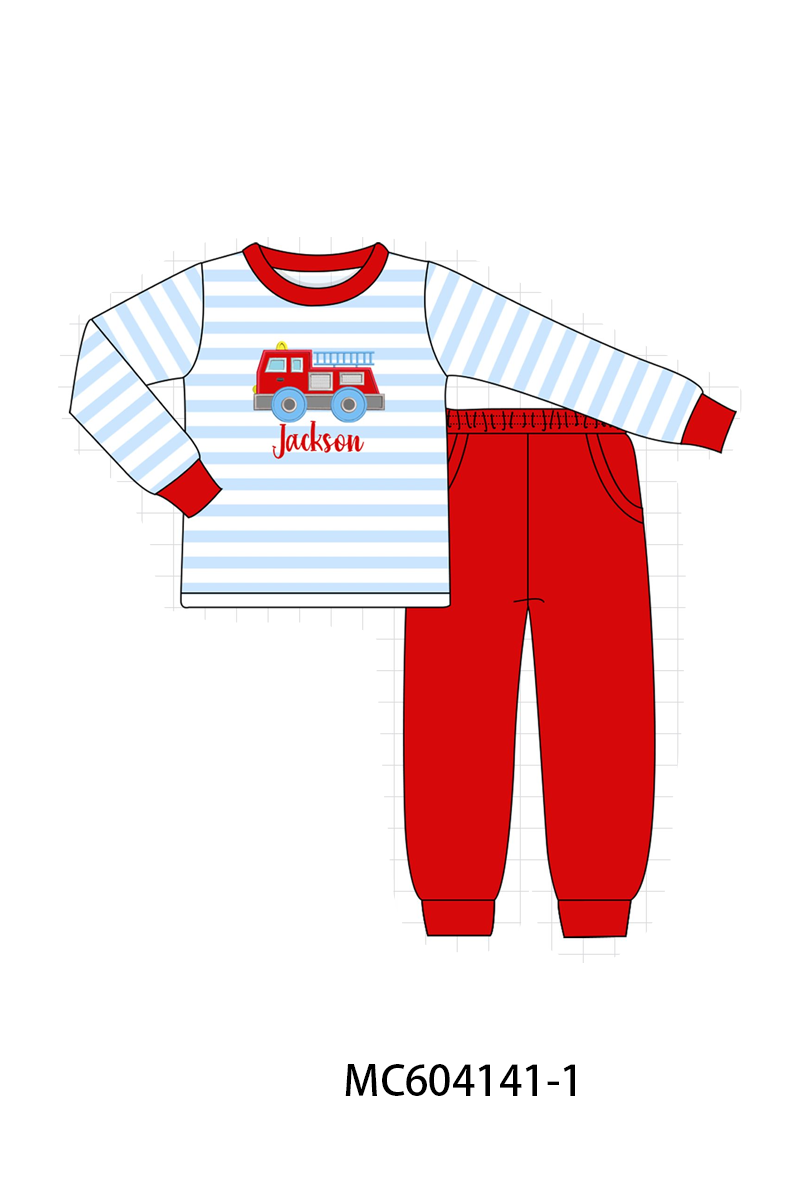 PO86 Blue stripe firework monogram embroidery collection  - closing 4/13 - ETA early September