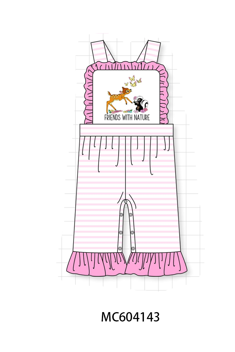 PO86 Pink stripe friends with nature embroidery collection  - closing 4/13 - ETA early September